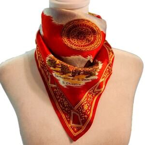 Vtg Assisi Italy St.Francis Basilica Silk Blend Souvenir Travel Scarf Shawl Wrap